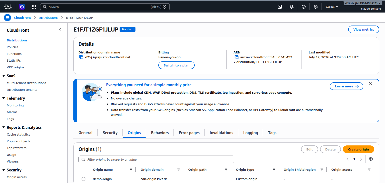 CloudFront-Origin cdn-origin.ki2t.de als Custom Origin